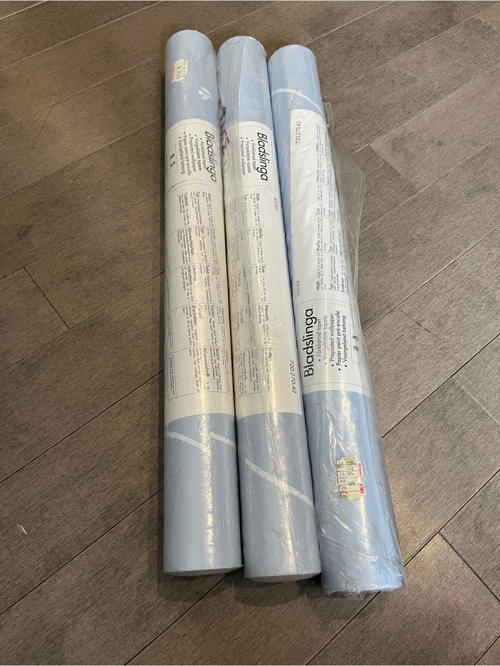 Vintage IKEA Bladslinga Blue Wallpaper 3 Rolls Discontinued Rare - Picture 7 of 15